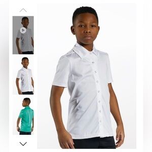 Weissman unisex white collar button down dance shirt